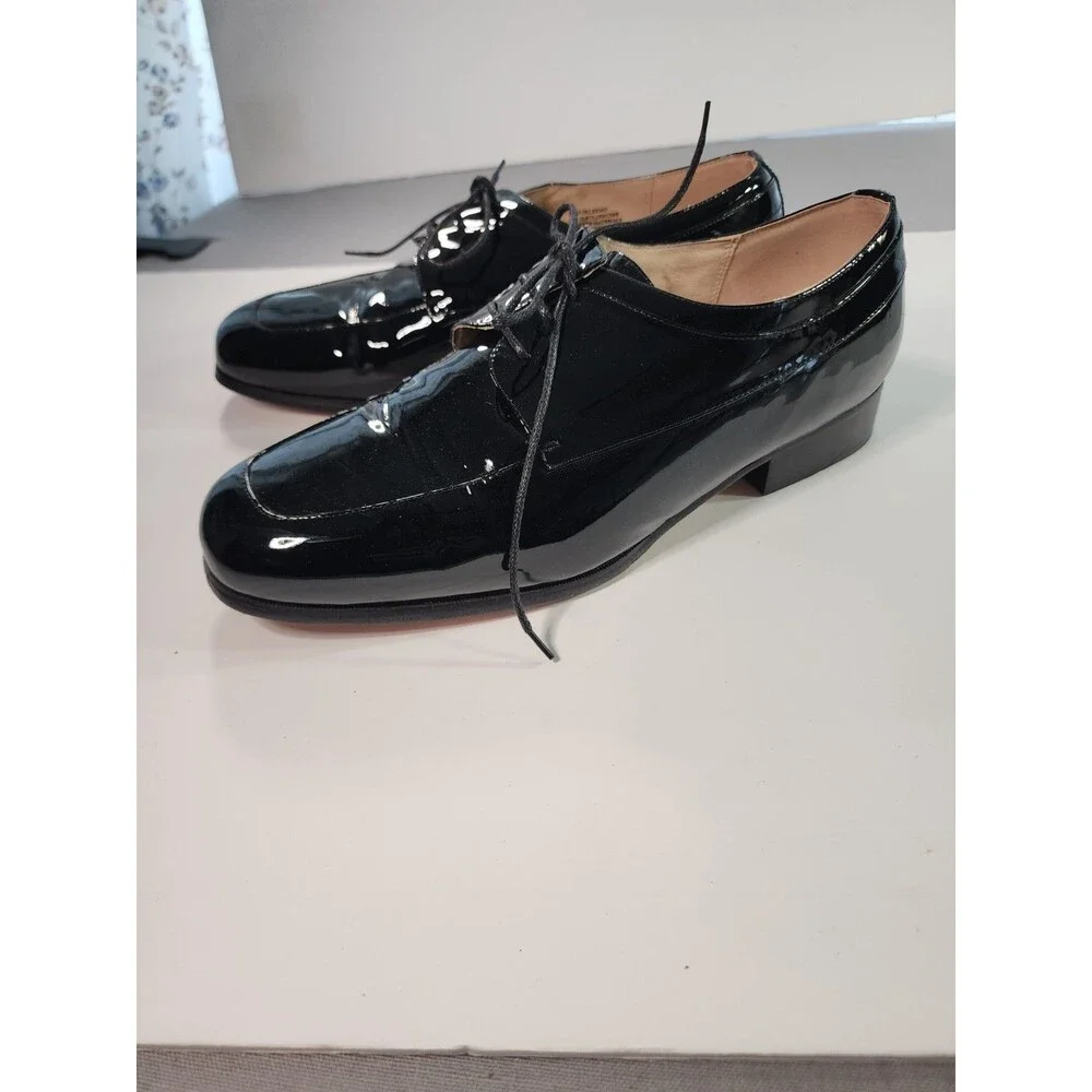 Frederico Leone Men's Black Patent Leather Lace-Up Dress Shoes Size 11.5M Formal
